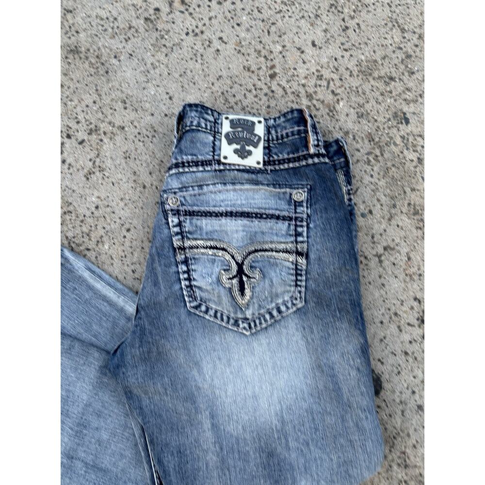 Rock Revival Distressed Blue Straight Jeans